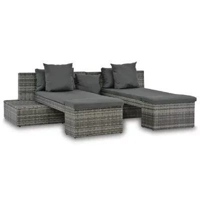 Vidaxl vidaXL Salon de jardin 4 pcs avec coussins Résine tressée Gris