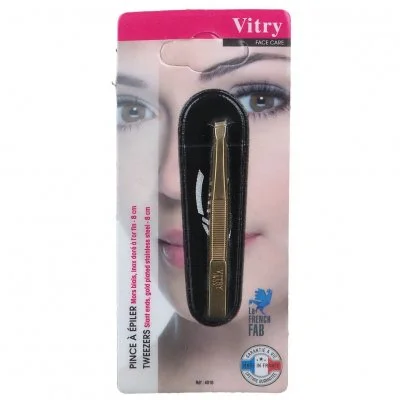 VITRY Pinceàépiler inox doréen or fin mors de biais