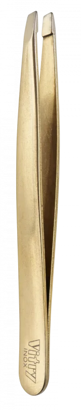 VITRY Prestige Pince à épiler Professionnelle, mors biais, doré