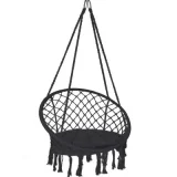 VOUNOT Fauteuil suspendu avec coussin rond noir