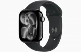 Watch Series 11 GPS + Cellular 42mm Boitier en Aluminium Noir de Jais avec Bracelet Sport Noir - M/L