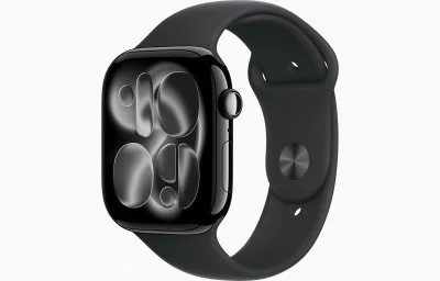 Watch Series 11 GPS + Cellular 42mm Boitier en Aluminium Noir de Jais avec Bracelet Sport Noir - S/M