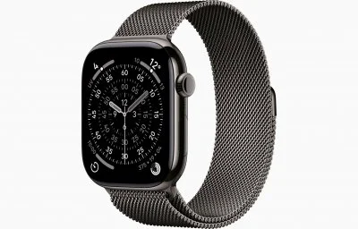Watch Series 11 GPS + Cellular 42mm Boitier en Titane Ardoise avec Bracelet Milanais Noir