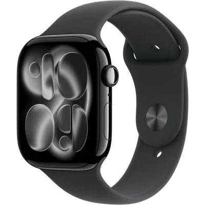 Watch Series 11 GPS + Cellular 46mm Boitier en Aluminium Noir de Jais avec Bracelet Sport Noir - M/L