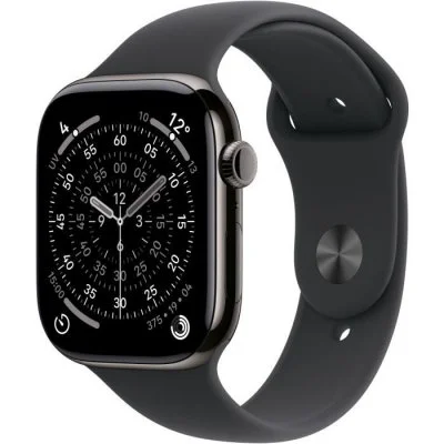Watch Series 11 GPS + Cellular 46mm Boitier en Titane Ardoise avec Bracelet Sport Noir - S/M