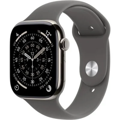 Watch Series 11 GPS + Cellular 46mm Boitier en Titane Naturel avec Bracelet Sport Gris Minéral - S/M