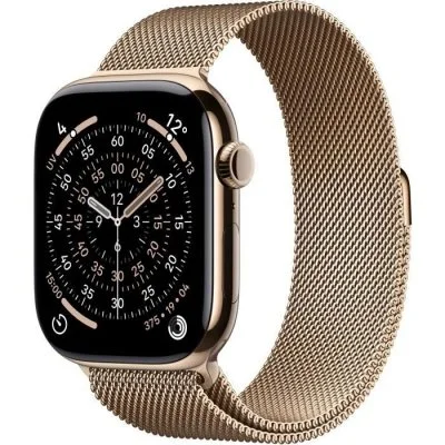Watch Series 11 GPS + Cellular 46mm Boitier en Titane Or avec Boucle Milanaise Or - S/M