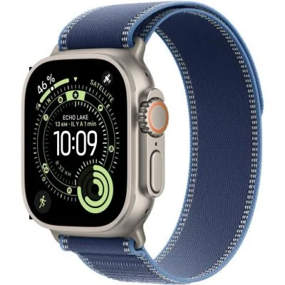 Watch Ultra 3 GPS + Cellular 49mm Boitier en Titane Naturel avec Boucle Trail Bleu/Bleu Vif - S/M