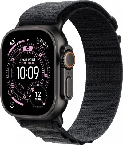 Watch Ultra 3 GPS + Cellular 49mm Boitier en Titane Noir avec Boucle Alpine Noir - Medium