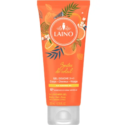 Zestes de Soleil Gel Douche 3 en 1 aux agrumes Bio 200ml Laino
