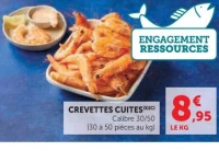 Crevettes cuites calibre 30/50