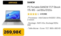 PC Portable DANEW 17,3" Dbook 175-W5 - cel/8Go/512Go