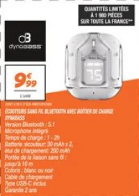 Écouteurs sans fil bluetooth avec boîtier de charge 