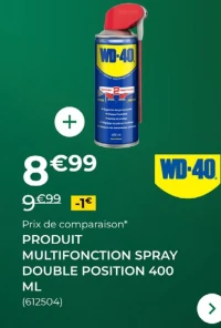 WD-40 PRODUIT MULTIFONCTION SPRAY DOUBLE POSITION 400 ML