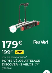 Feu Vert PORTE-VÉLOS ATTELAGE DISCOVER - 2 VÉLOS