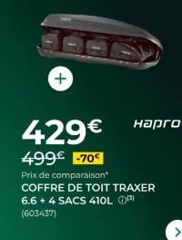 COFFRE DE TOIT TRAXER 6.6 + 4 SACS 410L