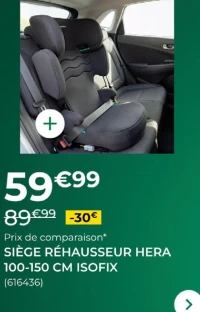 SIÈGE RÉHAUSSEUR HERA 100-150 CM ISOFIX