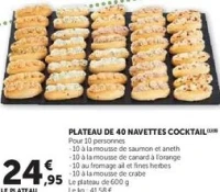 PLATEAU DE 40 NAVETTES COCKTAIL