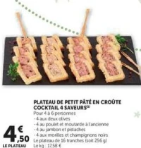 PLATEAU DE PETIT PÂTÉ EN CROÛTE COCKTAIL 4 SAVEURS