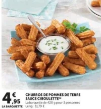 CHURROS DE POMMES DE TERRE SAUCE CIBOULETTE