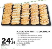 PLATEAU DE 40 NAVETTES COCKTAIL