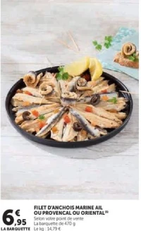 FILET D'ANCHOIS MARINE AIL OU PROVENCAL OU ORIENTAL