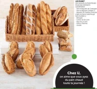 Les Pains (Pain et Baguette de Campagne U, Pain et Baguette Céréales U, Baguette de Tradition Française)