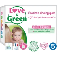 LOVE AND GREEN : Couches écologique T5 12-25 kg x 40