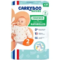 CARRYBOO NATURE Couches écologiques taille 2 (3-6 kg) X50