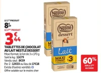 TABLETTES DE CHOCOLAT AU LAIT NESTLÉ DESSERT