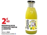 BOISSON AU JUS DE CITRON GOÛT MENTHE LA BIZERTINE