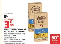 TABLETTES DE CHOCOLAT AU LAIT NESTLÉ DESSERT