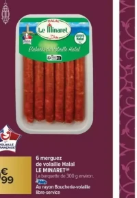 6 merguez de volaille Halal LE MINARET