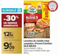 Lamelles de volaille halal surgelées Isla Délice (ou Kebab Indian style)