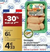 Découpes de poulet Halal CARREFOUR SENSATION