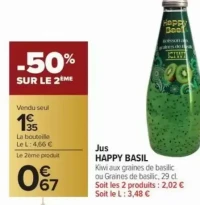Jus HAPPY BASIL Kiwi aux graines de basilic