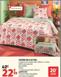 PARURE MILA ACTUEL La housse de couette 200 x 200 cm + 2 taies