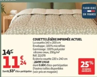 COUETTE LÉGÈRE IMPRIMÉE ACTUEL 140 x 200 cm