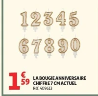 LA BOUGIE ANNIVERSAIRE CHIFFRE 7 CM ACTUEL