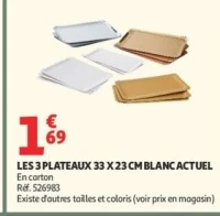 LES 3 PLATEAUX 33 X 23 CM BLANC ACTUEL