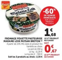 FROMAGE FOUETTÉ PASTEURISÉ MADAME LOIK PAYSAN BRETON Ail & Fines Herbes