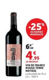 VIN DE FRANCE ROUGE TERRE METISSE
