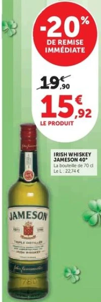 Irish Whiskey Jameson 40° 70cl