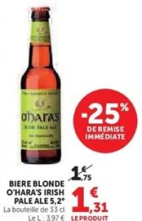 Bière Blonde O'Hara's Irish Pale Ale 5,2° 33cl