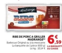 Ribs de porc à griller Madrange
