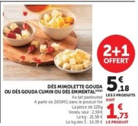 Dés Mimolette Gouda ou Dés Gouda Cumin ou Dés Emmental