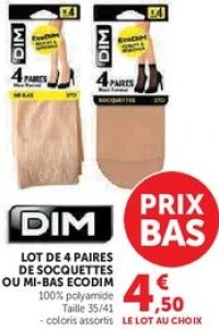 Lot de 4 paires de socquettes ou mi-bas Ecodim