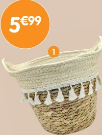 Panier osier avec franges