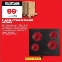 PLAQUE VITROCERAMIQUE 4 ZONES