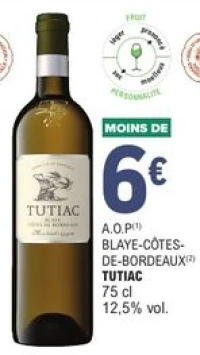 A.O.P Blaye-Côtes-de-Bordeaux Tutiac 75 cl